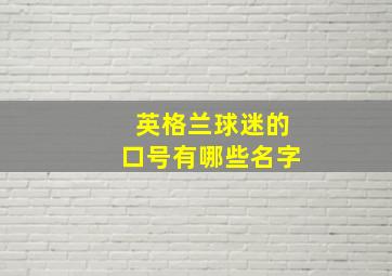 英格兰球迷的口号有哪些名字