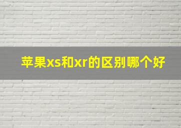 苹果xs和xr的区别哪个好