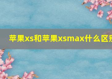 苹果xs和苹果xsmax什么区别