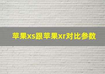 苹果xs跟苹果xr对比参数