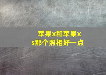 苹果x和苹果xs那个照相好一点