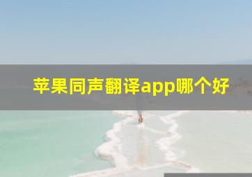 苹果同声翻译app哪个好