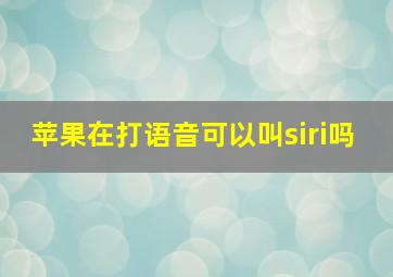 苹果在打语音可以叫siri吗