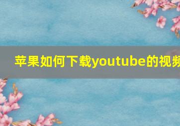 苹果如何下载youtube的视频