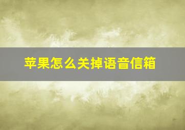 苹果怎么关掉语音信箱