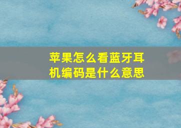 苹果怎么看蓝牙耳机编码是什么意思