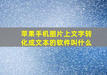 苹果手机图片上文字转化成文本的软件叫什么