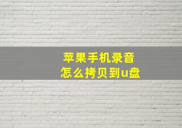 苹果手机录音怎么拷贝到u盘