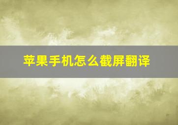 苹果手机怎么截屏翻译