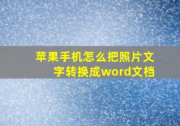 苹果手机怎么把照片文字转换成word文档