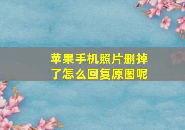 苹果手机照片删掉了怎么回复原图呢