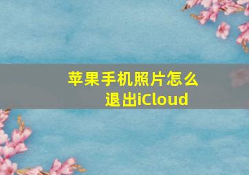 苹果手机照片怎么退出iCloud