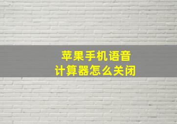 苹果手机语音计算器怎么关闭