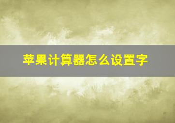 苹果计算器怎么设置字