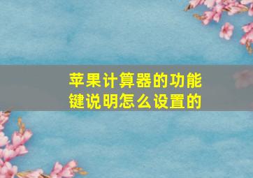 苹果计算器的功能键说明怎么设置的