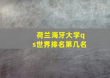 荷兰海牙大学qs世界排名第几名