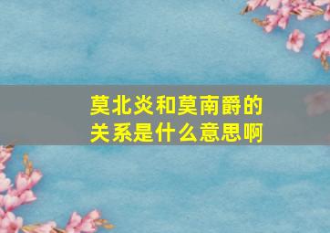 莫北炎和莫南爵的关系是什么意思啊