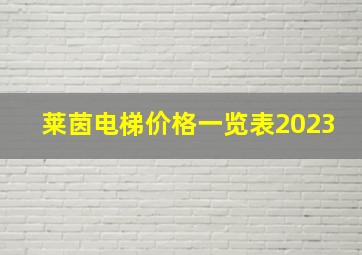 莱茵电梯价格一览表2023