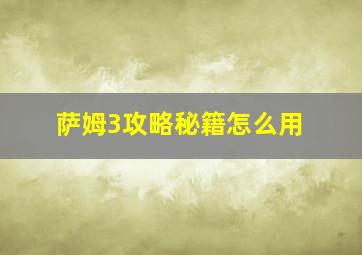 萨姆3攻略秘籍怎么用