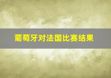 葡萄牙对法国比赛结果