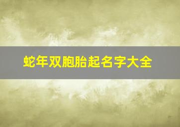 蛇年双胞胎起名字大全