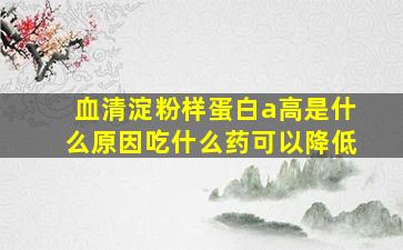 血清淀粉样蛋白a高是什么原因吃什么药可以降低