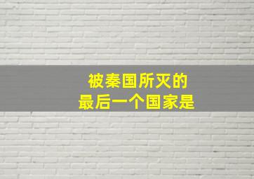 被秦国所灭的最后一个国家是