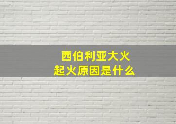 西伯利亚大火起火原因是什么