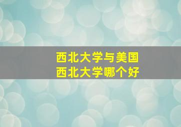 西北大学与美国西北大学哪个好