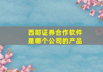 西部证券合作软件是哪个公司的产品