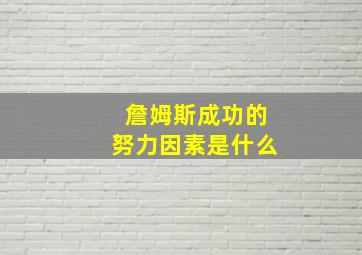 詹姆斯成功的努力因素是什么