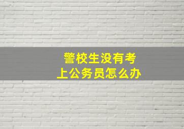 警校生没有考上公务员怎么办