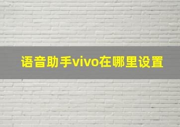 语音助手vivo在哪里设置