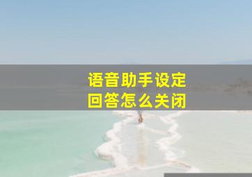 语音助手设定回答怎么关闭