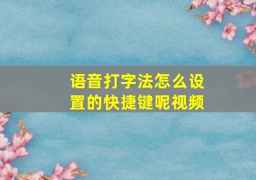 语音打字法怎么设置的快捷键呢视频