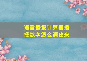 语音播报计算器播报数字怎么调出来