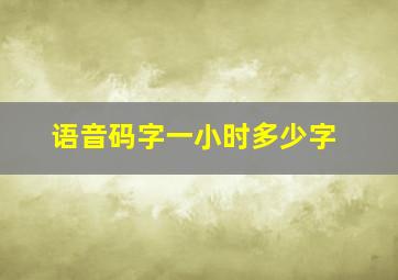 语音码字一小时多少字