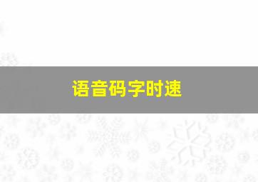 语音码字时速