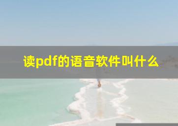 读pdf的语音软件叫什么