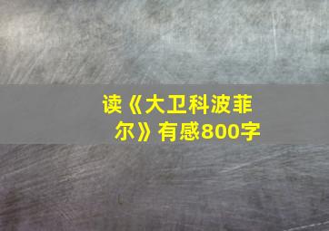 读《大卫科波菲尔》有感800字