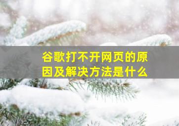 谷歌打不开网页的原因及解决方法是什么