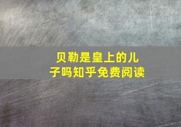 贝勒是皇上的儿子吗知乎免费阅读