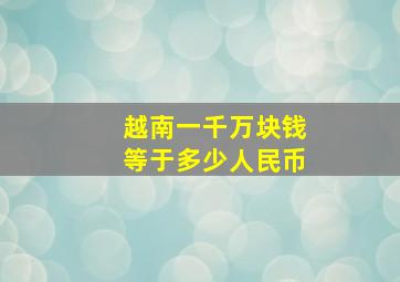 越南一千万块钱等于多少人民币