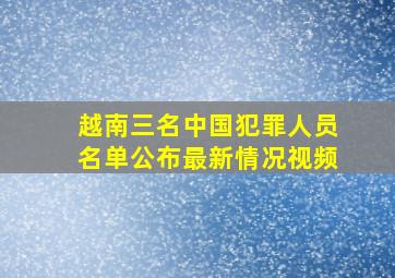 越南三名中国犯罪人员名单公布最新情况视频