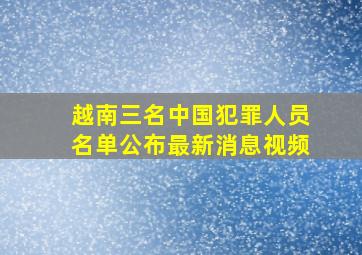 越南三名中国犯罪人员名单公布最新消息视频