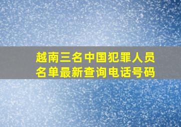 越南三名中国犯罪人员名单最新查询电话号码