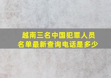 越南三名中国犯罪人员名单最新查询电话是多少