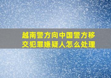 越南警方向中国警方移交犯罪嫌疑人怎么处理