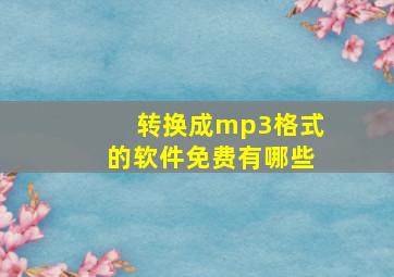 转换成mp3格式的软件免费有哪些