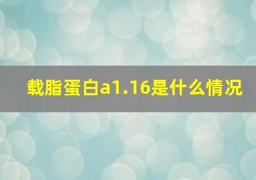 载脂蛋白a1.16是什么情况